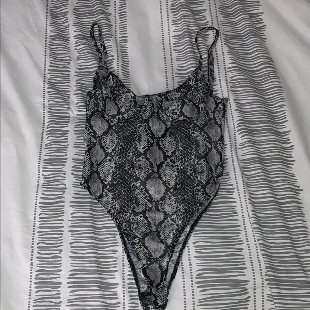 Sheer snake print bodysuit